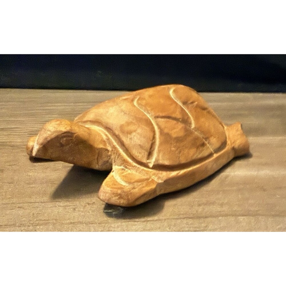 Vintage Hand Carved Wooden Turtle Figurine Collective Decor